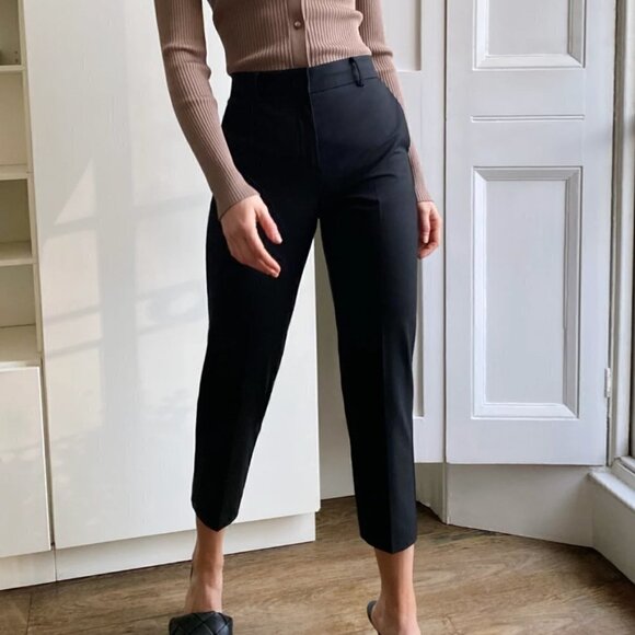 Aritzia Babaton Classic Trouser Black Cropped Slim Leg Ankle Trouser Pants 8 - Picture 1 of 7